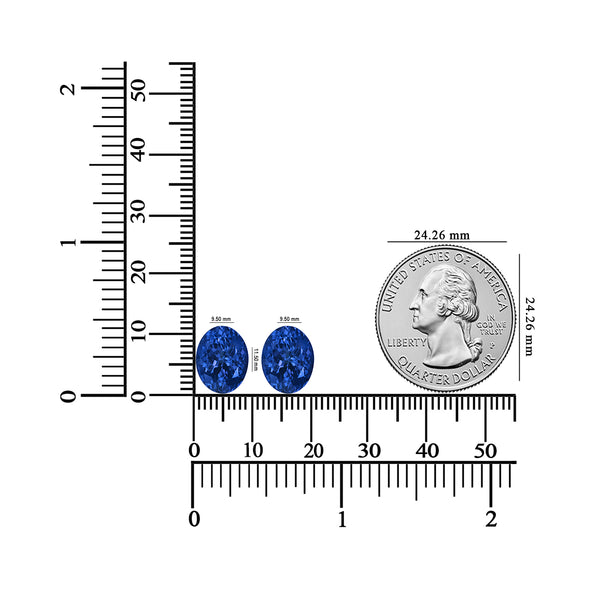 9.37ct AAAA Matched Pair Oval Certified Tanzanite Gemstone 11.50x9.50mm