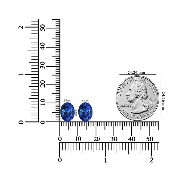8.44ct AAAA Matched Pair Oval Certified Tanzanite Gemstone 10.50x8.10mm
