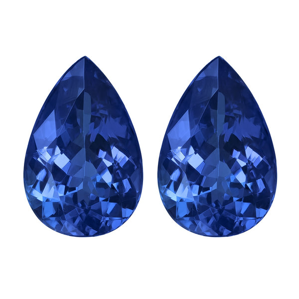 5.88ct AAAA Matched Pair Pear Tanzanite Gemstone 12.00x8.00mm