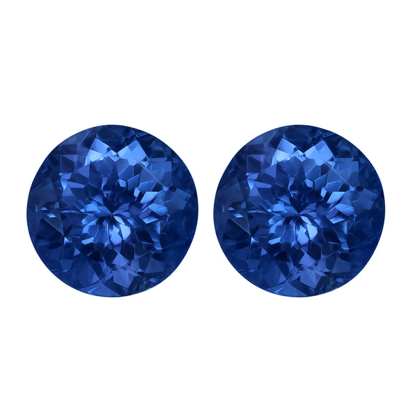 4.08ct AAAA Matched Pair Round Tanzanite Gemstone 7.50x7.50mm