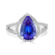 3.38 ct AAAA Pear Tanzanite Ring with 0.33 cttw Diamond in 14K White Gold