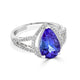 3.38 ct AAAA Pear Tanzanite Ring with 0.33 cttw Diamond in 14K White Gold