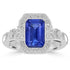 1.87ct AAAA Emerald Cut Tanzanite Ring With 0.17 cttw Diamond in 18K White Gold