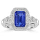 1.87ct AAAA Emerald Cut Tanzanite Ring With 0.17 cttw Diamond in 18K White Gold
