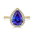 3.21 ct AAAA Pear Tanzanite Ring with 0.36 cttw Diamond in 14K Yellow Gold