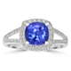 2ct AAAA Cushion Tanzanite Ring With 0.5 cttw Diamond in 14K White Gold