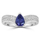 0.79ct AAAA Pear Tanzanite Ring With 0.26 cttw Diamond in 14K White Gold