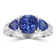 4.42ct AAAA Mixed Shape Tanzanite Ring With 0.28 cttw Diamond in 14K White Gold