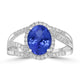 2.29ct AAAA Oval Tanzanite Ring With 0.34 cttw Diamond in 14K White Gold