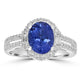 1.93ct AAAA Oval Tanzanite Ring With 0.59 cttw Diamond in 14K White Gold