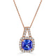 1.49 ct AAAA Cushion Tanzanite Pendant with 0.33 cttw Diamond in 14K RG