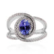 1.17 ct AAAA Oval Tanzanite Ring with 0.45 cttw Diamond in 14K White Gold