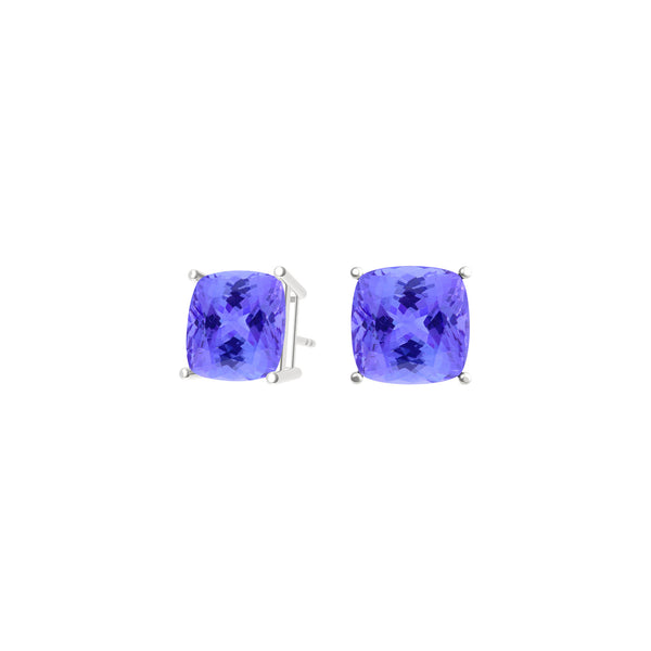 Square Cushion Tanzanite Studs