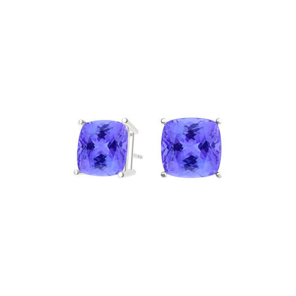 Square Cushion Tanzanite Studs