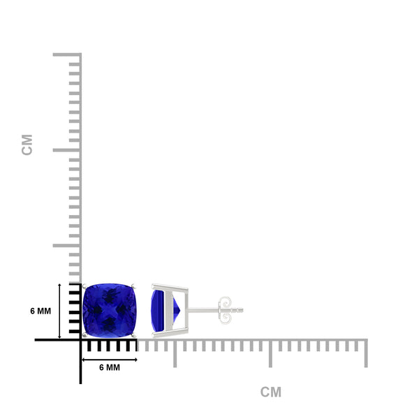 Square Cushion Tanzanite Studs