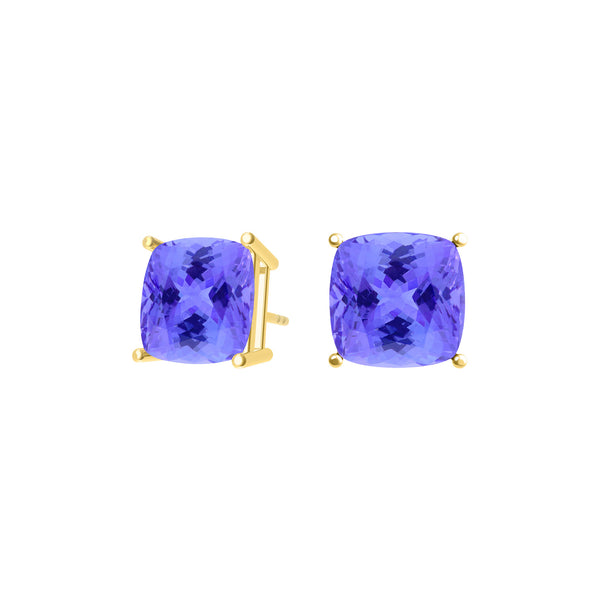 Square Cushion Tanzanite Studs