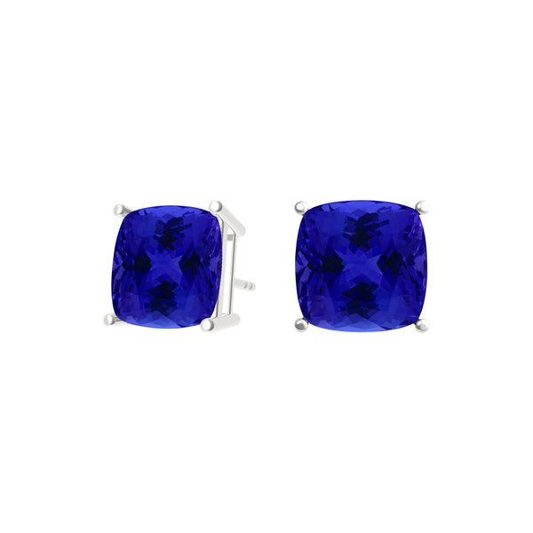 Square Cushion Tanzanite Studs