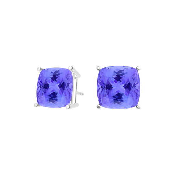 Square Cushion Tanzanite Studs