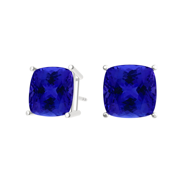 Square Cushion Tanzanite Studs