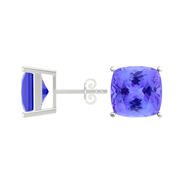 Square Cushion Tanzanite Studs