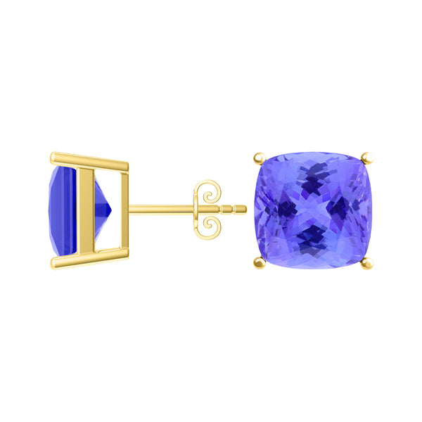 Square Cushion Tanzanite Studs