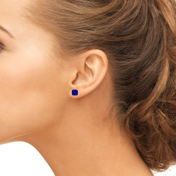 Square Cushion Tanzanite Studs