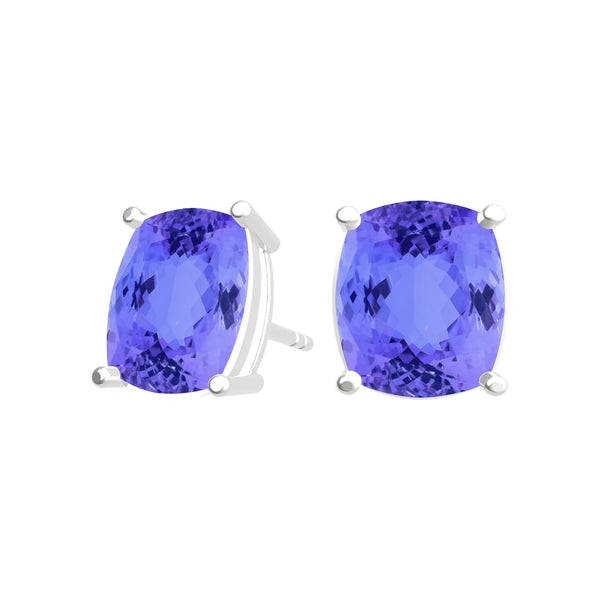 Elongated Cushion Tanzanite Studs