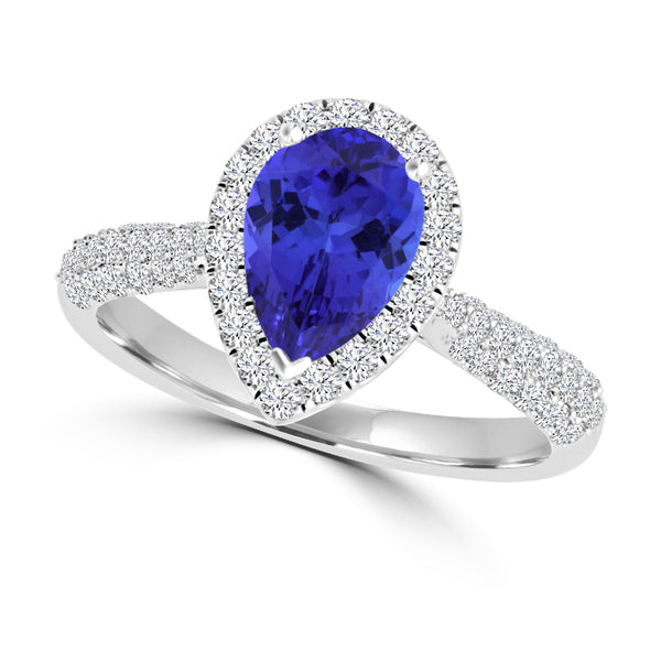 TMR121231 - Brynleigh - Pear Tanzanite and Diamond Ring Halo