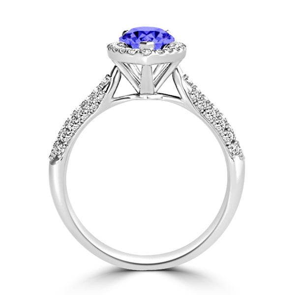 TMR121231 - Brynleigh - Pear Tanzanite and Diamond Ring Halo
