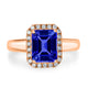 2.2ct Emerald Cut Tanzanite Ring with 0.18 cttw Diamond