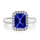 2.2ct Emerald Cut Tanzanite Ring with 0.18 cttw Diamond