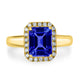 2.2ct Emerald Cut Tanzanite Ring with 0.18 cttw Diamond