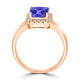 2.2ct Emerald Cut Tanzanite Ring with 0.18 cttw Diamond