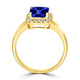 2.2ct Emerald Cut Tanzanite Ring with 0.18 cttw Diamond