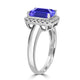 2.2ct Emerald Cut Tanzanite Ring with 0.18 cttw Diamond