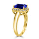 2.2ct Emerald Cut Tanzanite Ring with 0.18 cttw Diamond