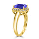 2.2ct Emerald Cut Tanzanite Ring with 0.18 cttw Diamond