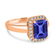 2.2ct Emerald Cut Tanzanite Ring with 0.18 cttw Diamond