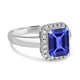 2.2ct Emerald Cut Tanzanite Ring with 0.18 cttw Diamond
