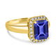 2.2ct Emerald Cut Tanzanite Ring with 0.18 cttw Diamond