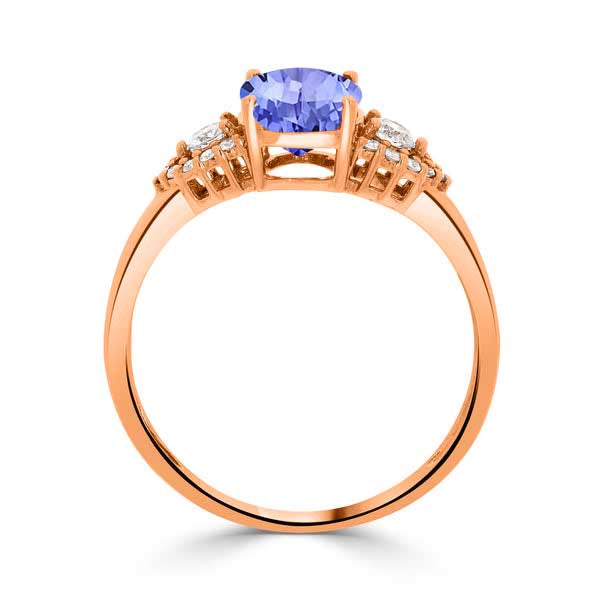 1.45ct Oval Tanzanite Ring with 0.19 cttw Diamond