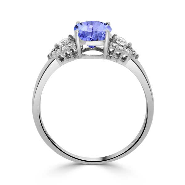 1.45ct Oval Tanzanite Ring with 0.19 cttw Diamond