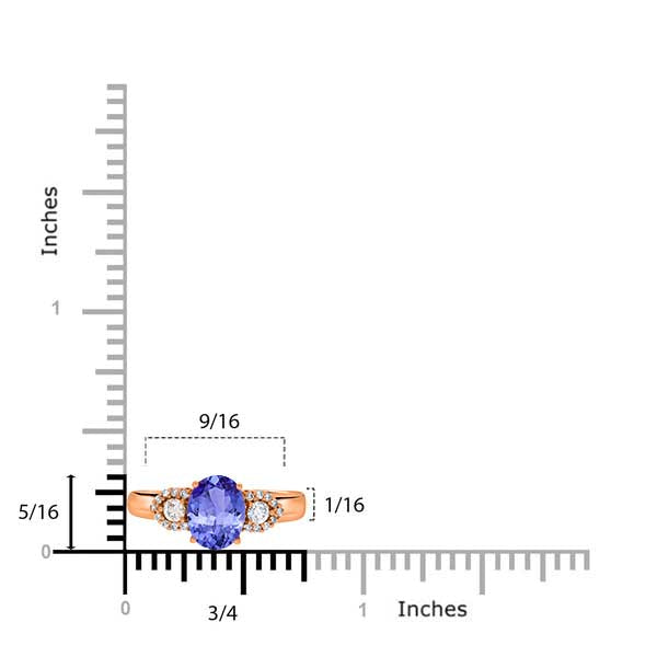 1.45ct Oval Tanzanite Ring with 0.19 cttw Diamond