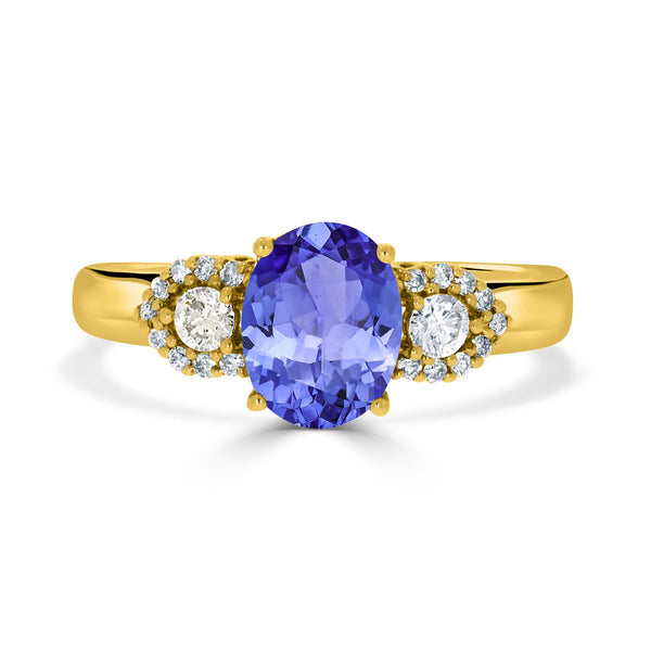 1.45ct Oval Tanzanite Ring with 0.19 cttw Diamond