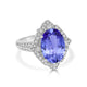 6.25ct Oval Tanzanite Ring with 0.65 cttw Diamond