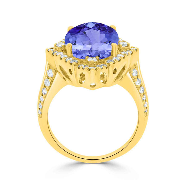 6.25ct Oval Tanzanite Ring with 0.65 cttw Diamond