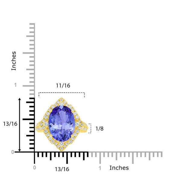 6.25ct Oval Tanzanite Ring with 0.65 cttw Diamond