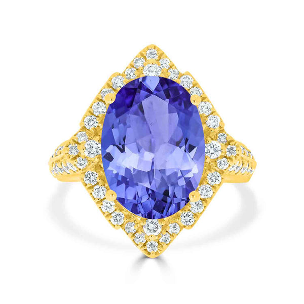 6.25ct Oval Tanzanite Ring with 0.65 cttw Diamond