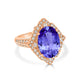 6.25ct Oval Tanzanite Ring with 0.65 cttw Diamond