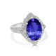 6.25ct Oval Tanzanite Ring with 0.65 cttw Diamond